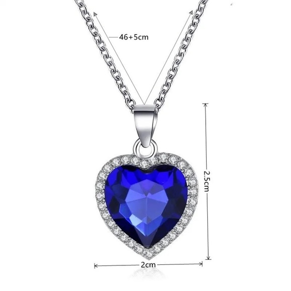 Beautiful Blue Heart Shape Pendant Necklace - Picture 6 of 6